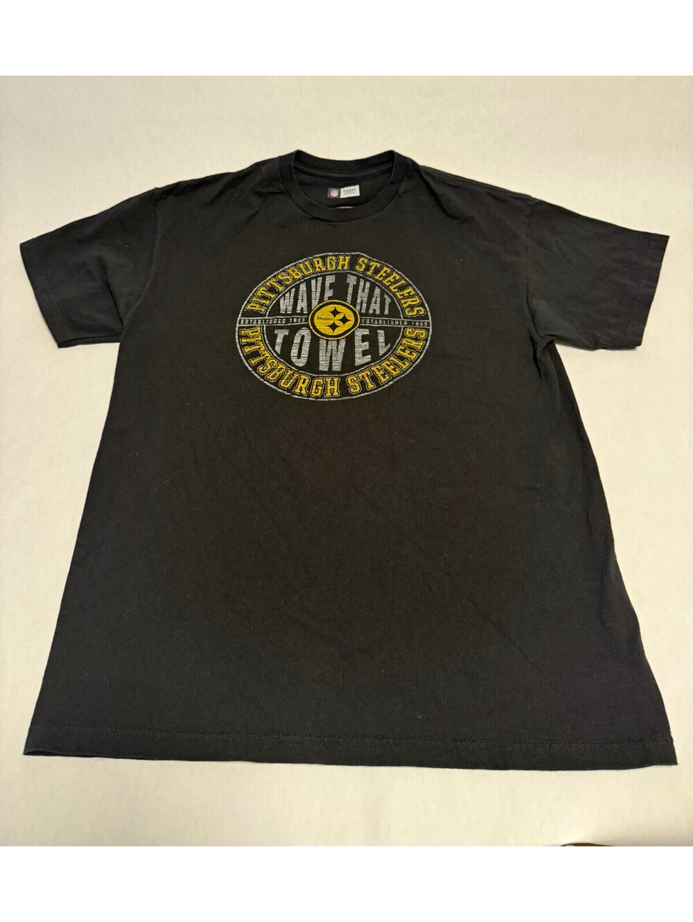 Pittsburgh Steelers Wave That Towel T Shirt Mens Large Black NFL Team Apparel